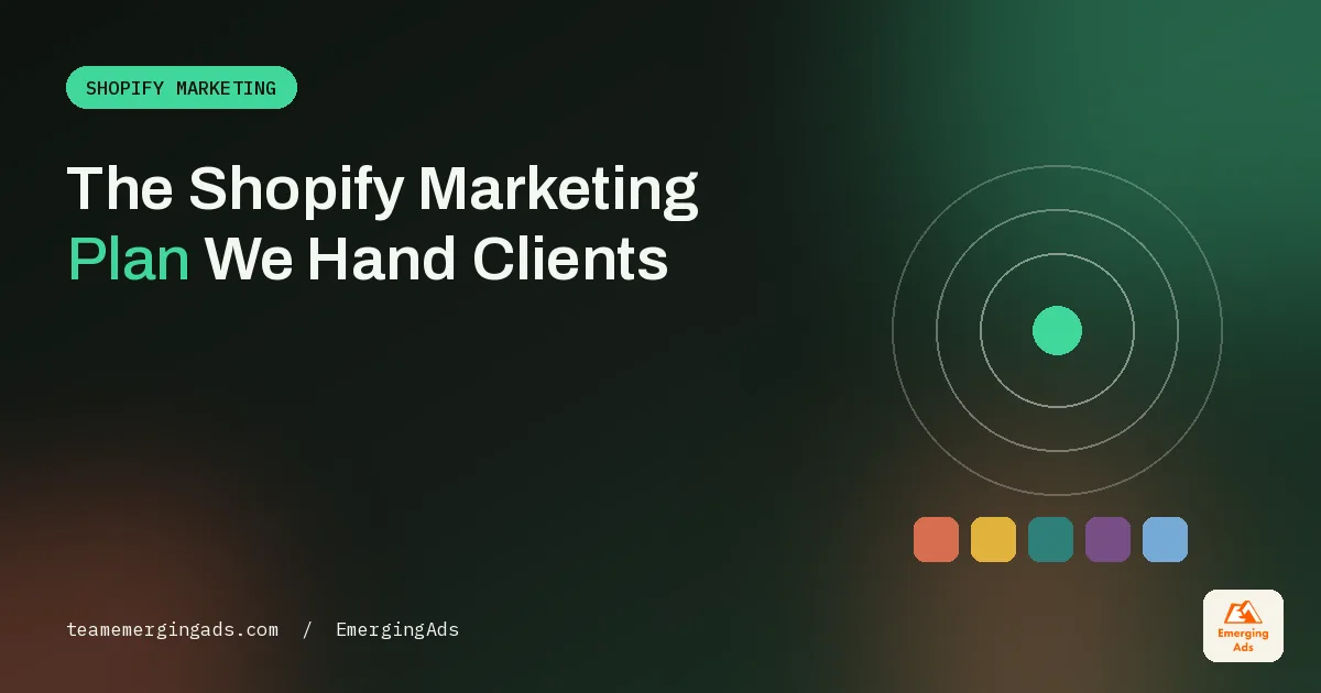 Shopify marketing guide cover showing the marketing plan we hand to every new client