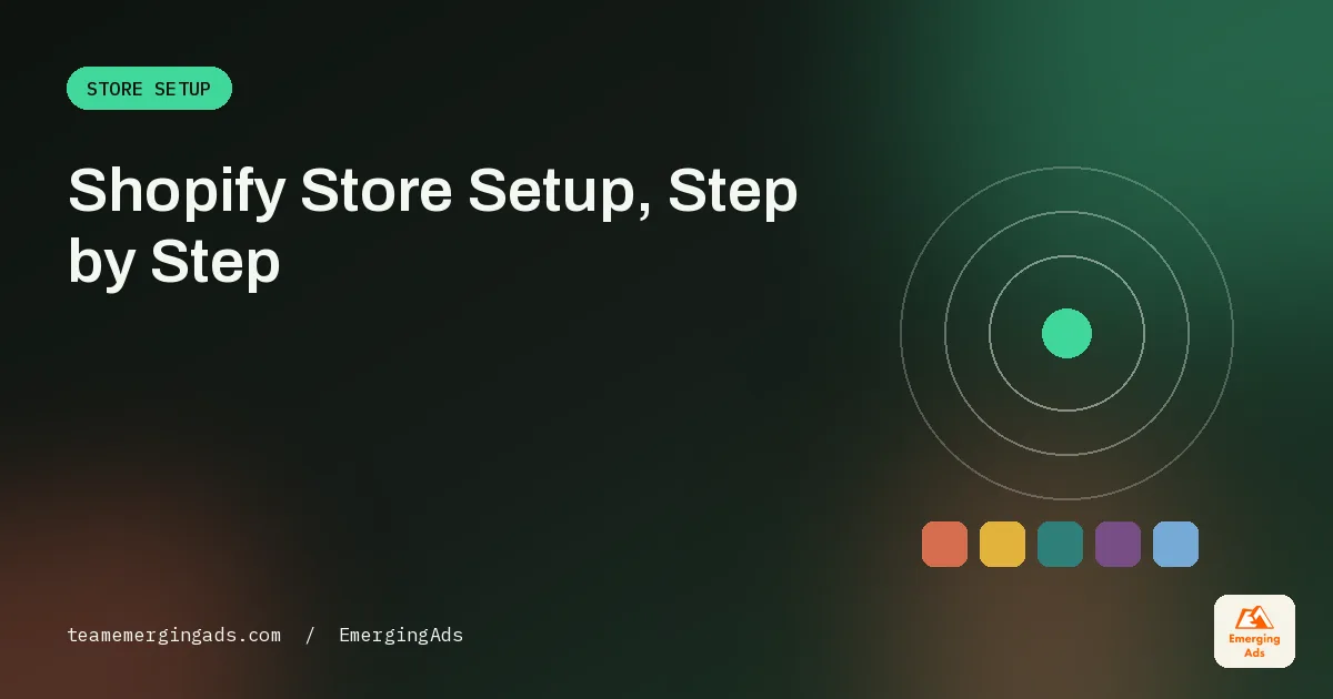 Shopify store setup guide cover showing a new online store being configured step by step
